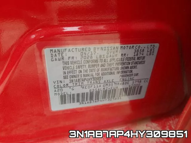 3N1AB7AP4HY309851 фото 2