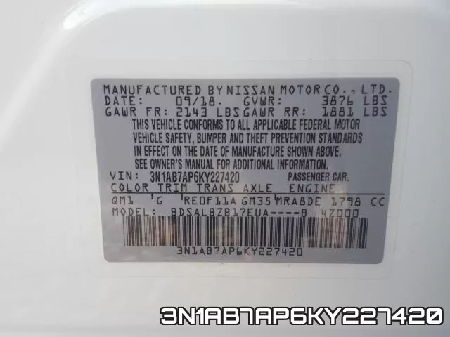 3N1AB7AP6KY227420 фото 2