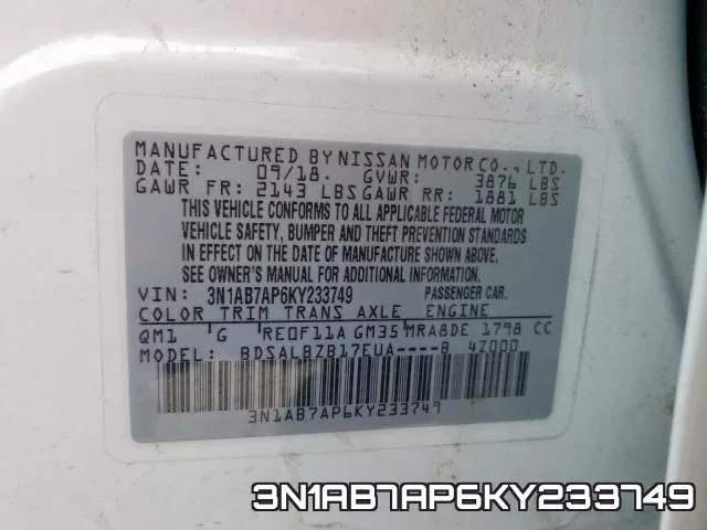 3N1AB7AP6KY233749 фото 2