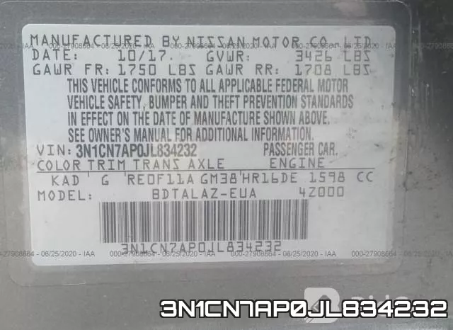 3N1CN7AP0JL834232 фото 10