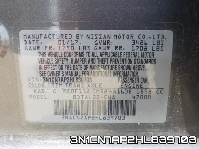 3N1CN7AP2HL839703 фото 2