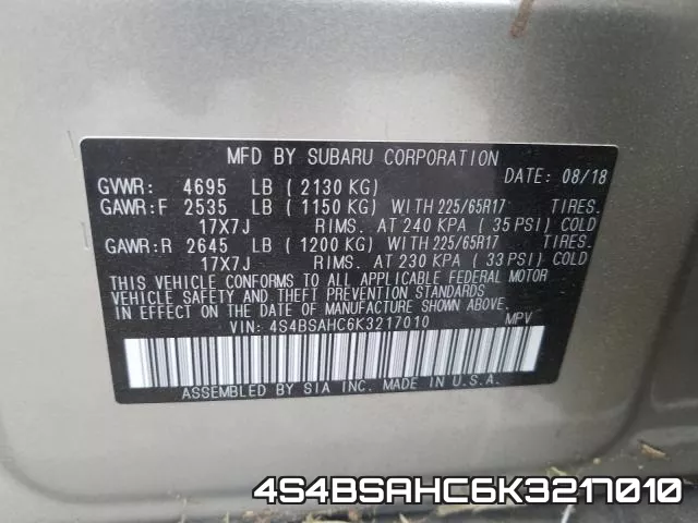 4S4BSAHC6K3217010 фото 2