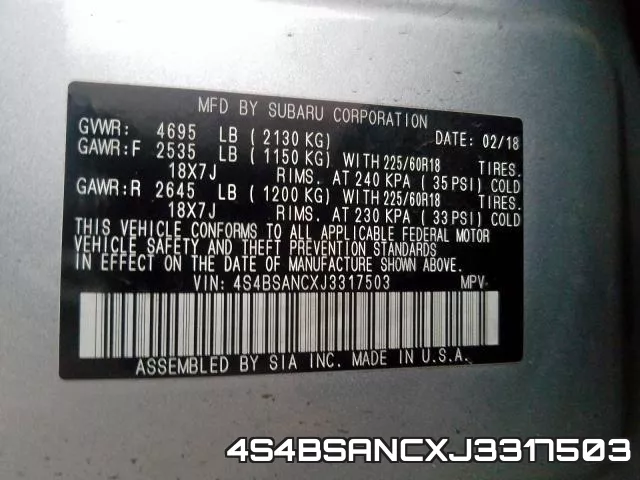 4S4BSANCXJ3317503 фото 2