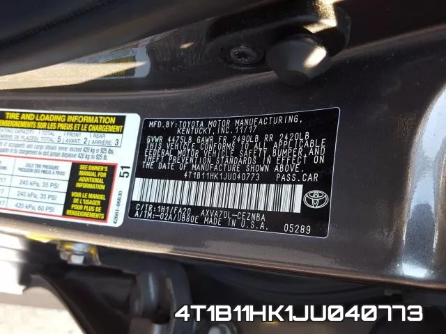 4T1B11HK1JU040773 фото 2