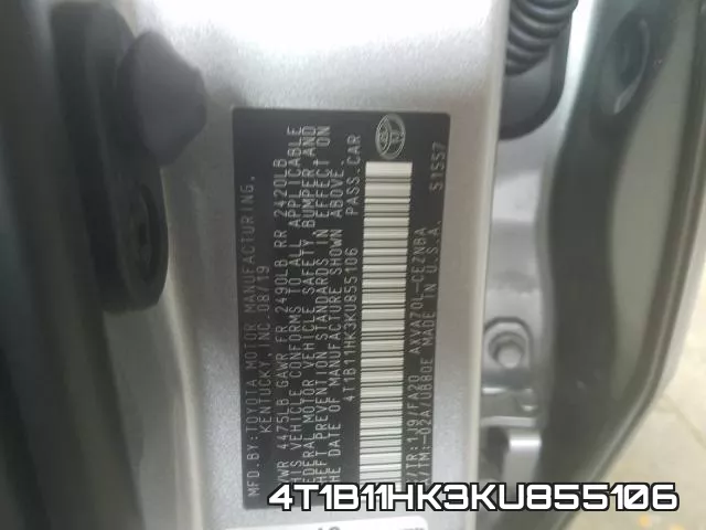 4T1B11HK3KU855106 фото 2