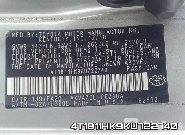4T1B11HK9KU722740 фото 10