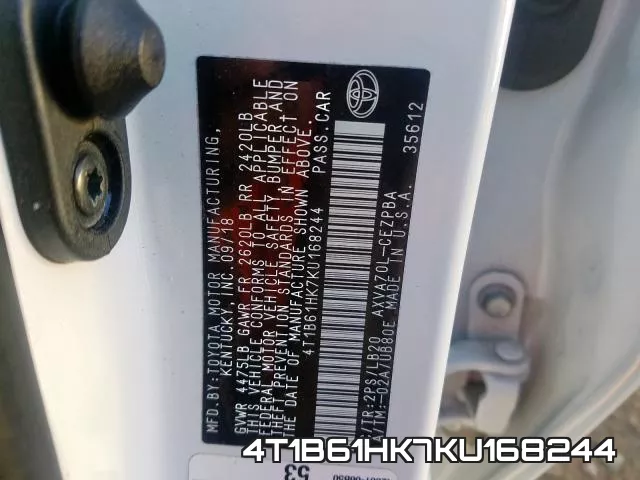 4T1B61HK7KU168244 фото 2