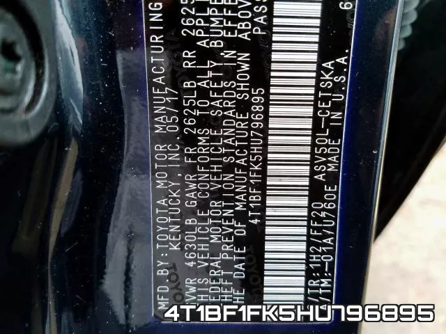 4T1BF1FK5HU796895 фото 2