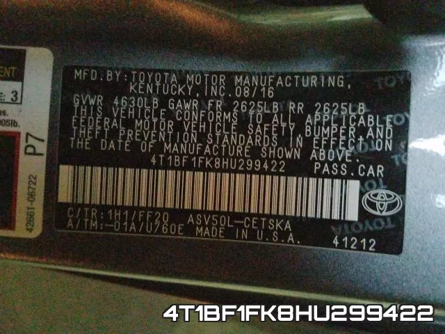 4T1BF1FK8HU299422 фото 2
