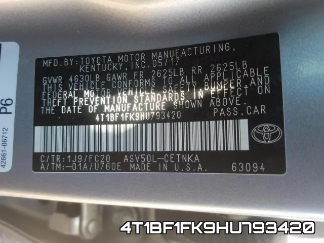 4T1BF1FK9HU793420 фото 2