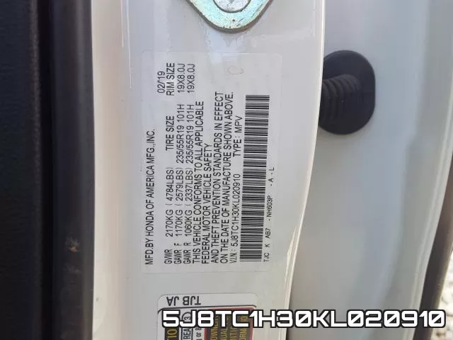 5J8TC1H30KL020910 фото 2