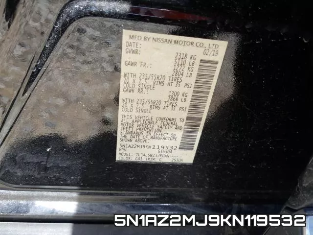 5N1AZ2MJ9KN119532 фото 2