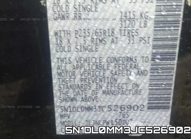 5N1DL0MM3JC526902 фото 10