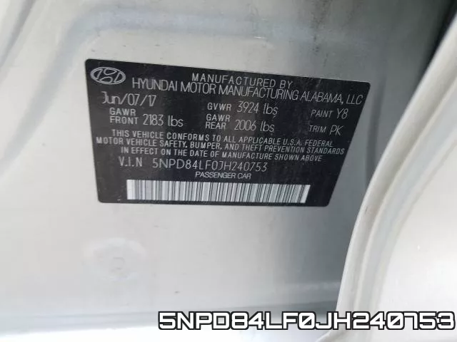 5NPD84LF0JH240753 фото 2