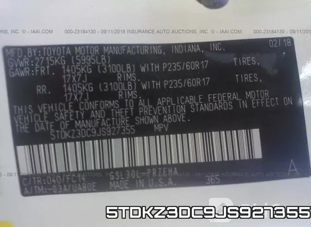 5TDKZ3DC9JS927355 фото 10