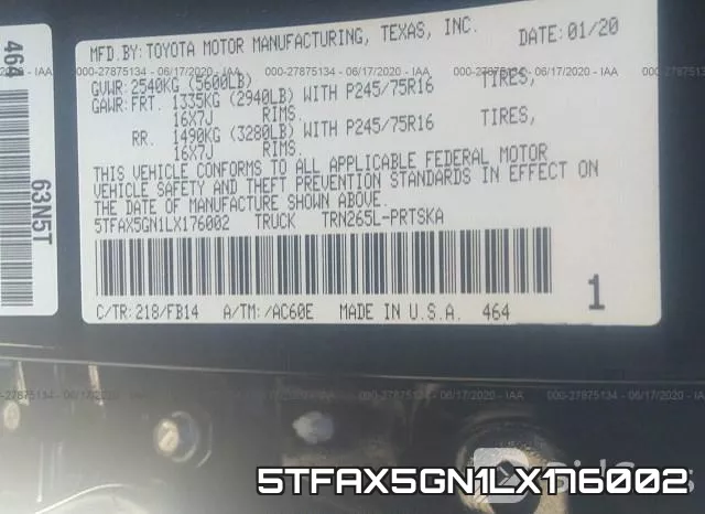 5TFAX5GN1LX176002 фото 10