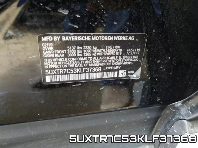 5UXTR7C53KLF37368 фото 2