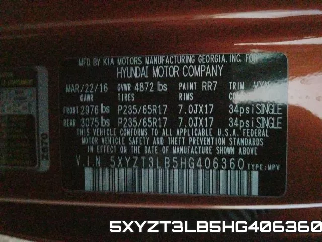5XYZT3LB5HG406360 фото 2