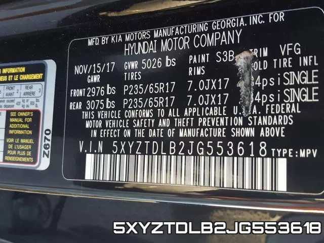 5XYZTDLB2JG553618 фото 2