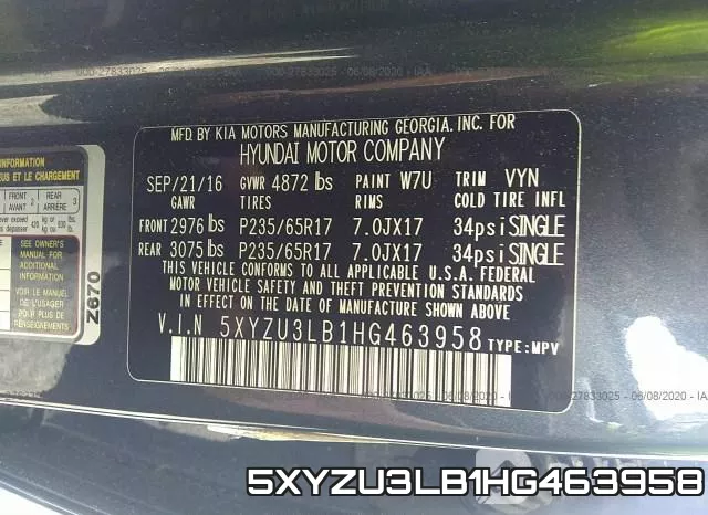 5XYZU3LB1HG463958 фото 10