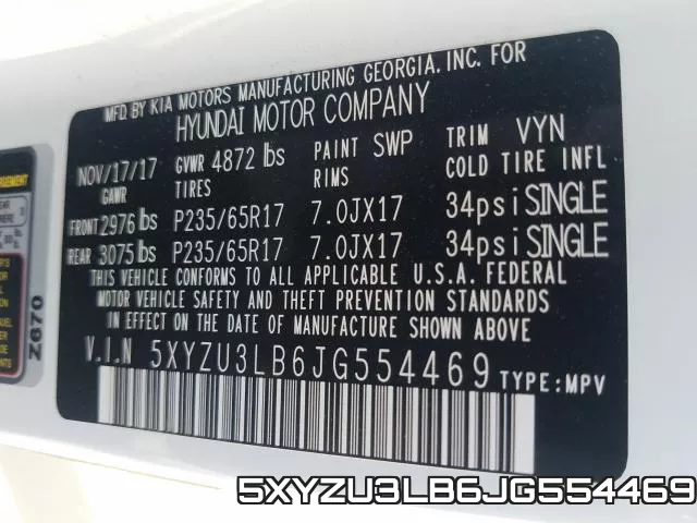 5XYZU3LB6JG554469 фото 2