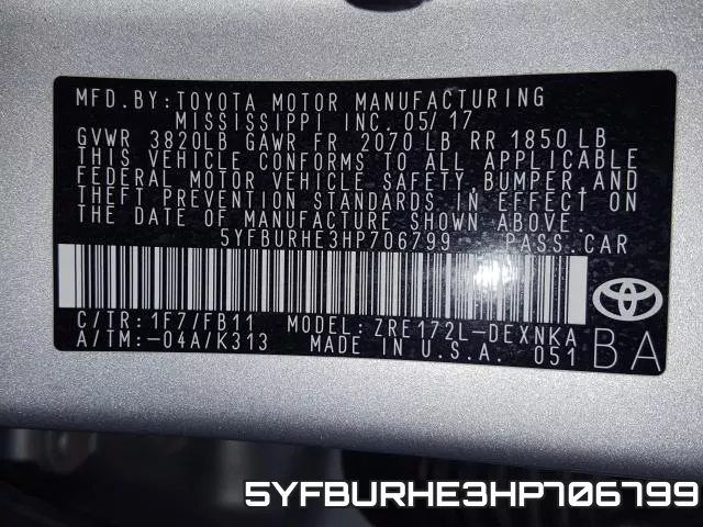 5YFBURHE3HP706799 фото 2