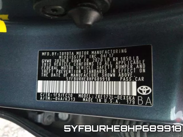 5YFBURHE8HP689918 фото 2
