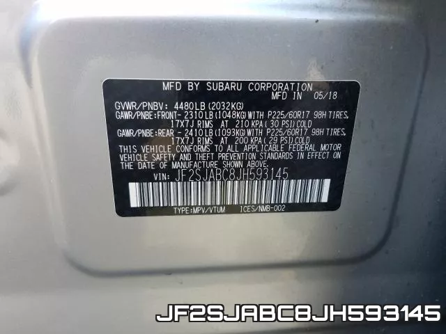 JF2SJABC8JH593145 фото 2