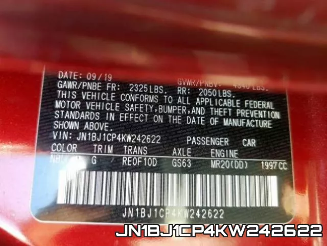 JN1BJ1CP4KW242622 фото 2