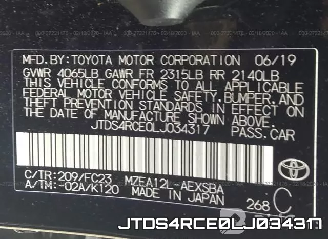 JTDS4RCE0LJ034317 фото 10
