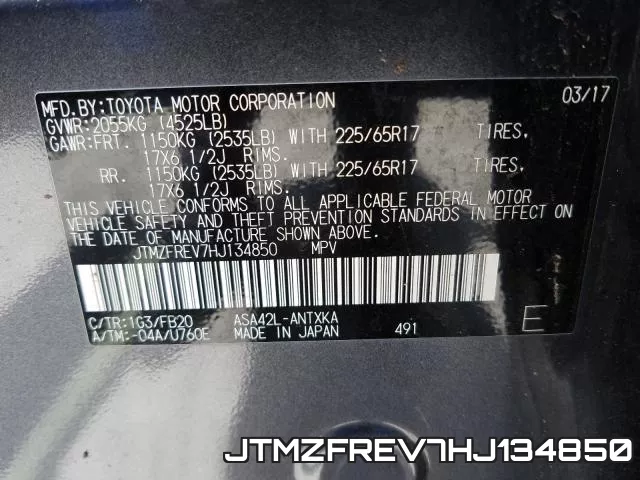 JTMZFREV7HJ134850 фото 2