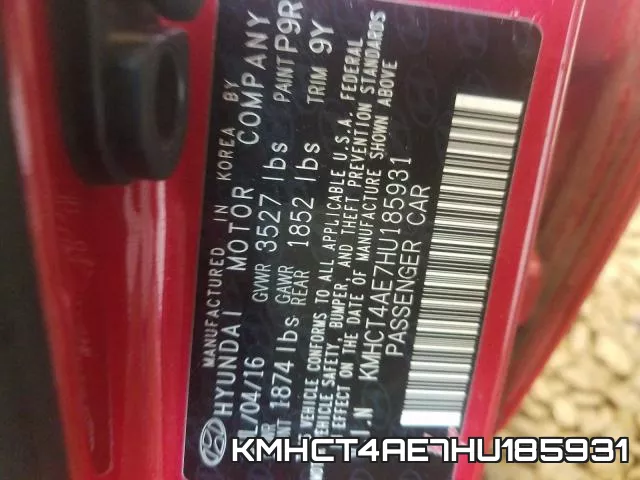 KMHCT4AE7HU185931 фото 2