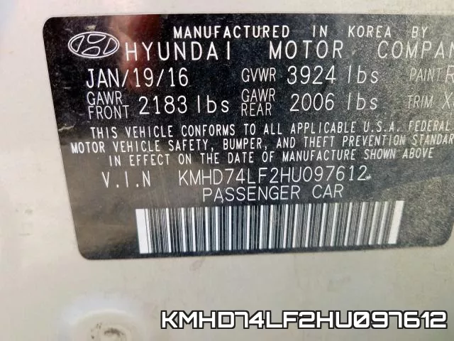 KMHD74LF2HU097612 фото 2