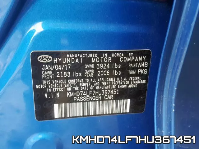 KMHD74LF7HU367451 фото 2