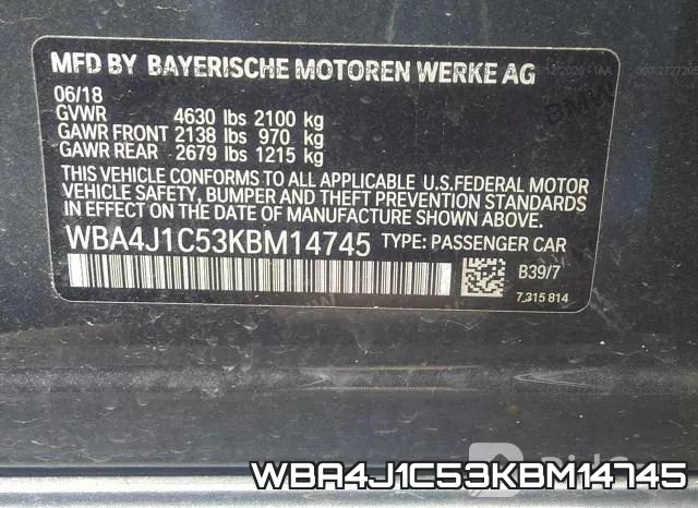WBA4J1C53KBM14745 фото 10