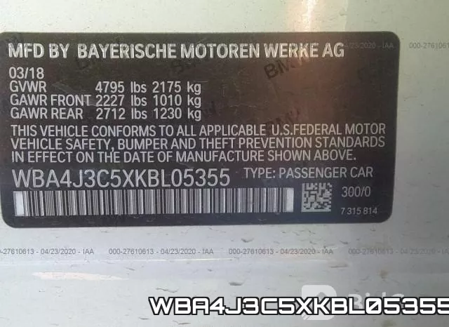 WBA4J3C5XKBL05355 фото 10