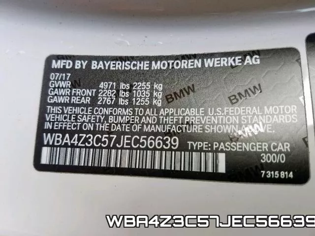 WBA4Z3C57JEC56639 фото 2