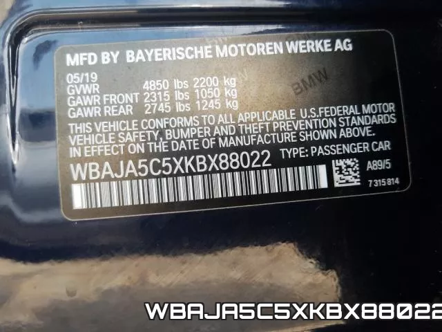 WBAJA5C5XKBX88022 фото 2