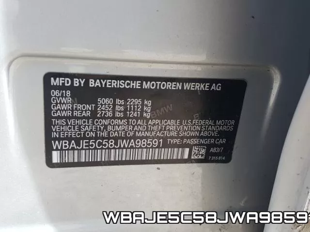 WBAJE5C58JWA98591 фото 2