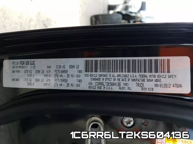 1C6RR6LT2KS604136 фото 2