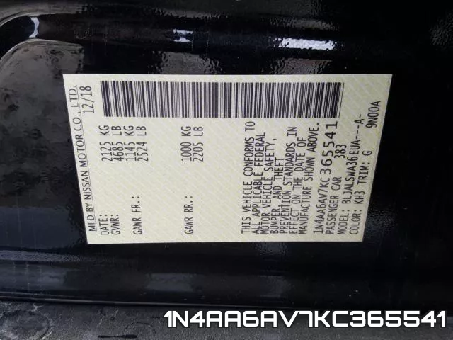 1N4AA6AV7KC365541 фото 2
