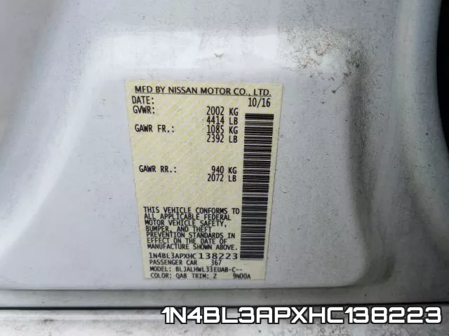 1N4BL3APXHC138223 фото 2