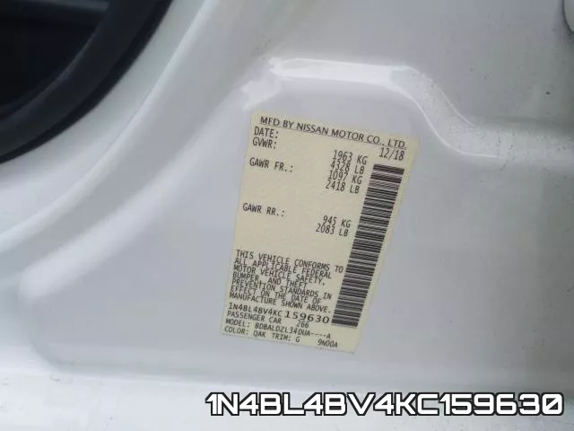 1N4BL4BV4KC159630 фото 2