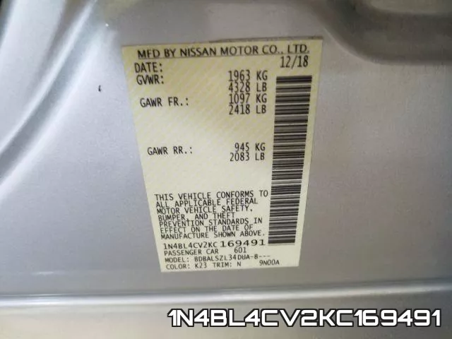 1N4BL4CV2KC169491 фото 2
