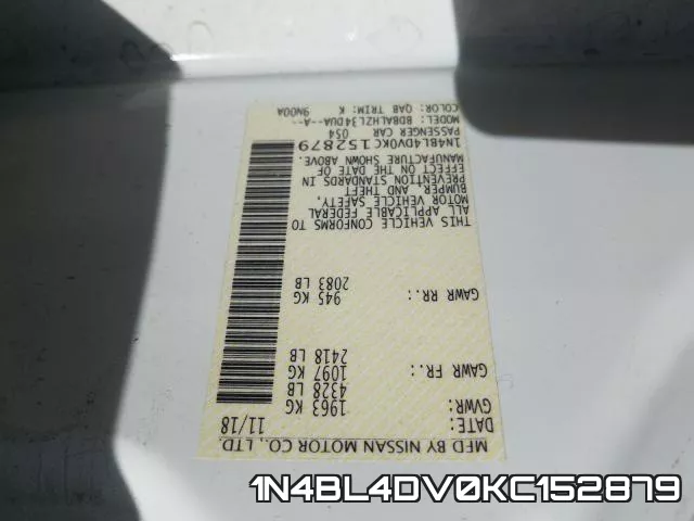 1N4BL4DV0KC152879 фото 2
