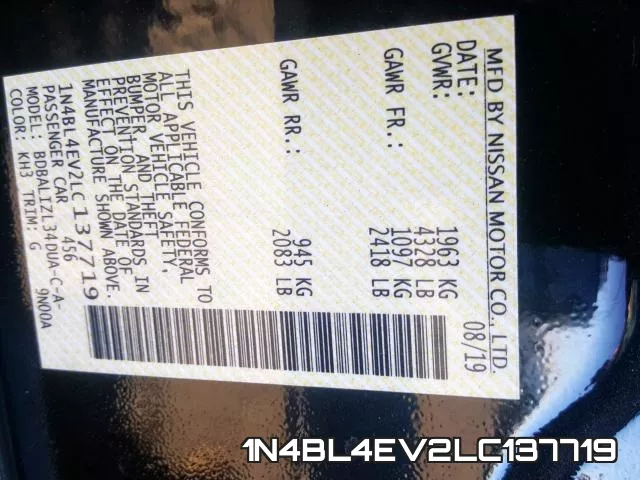 1N4BL4EV2LC137719 фото 2