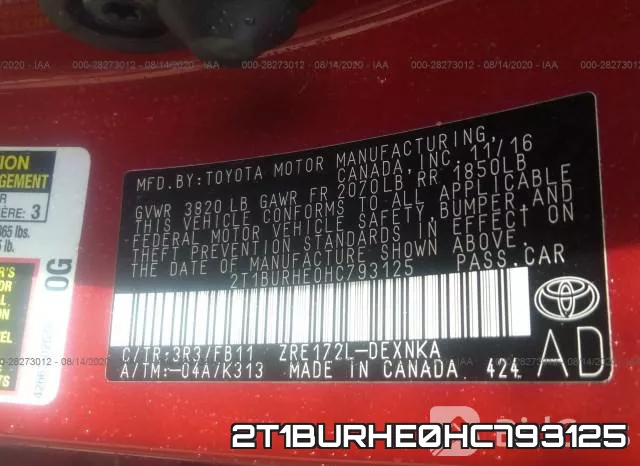 2T1BURHE0HC793125 фото 10