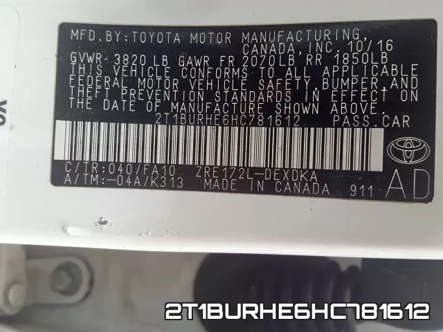 2T1BURHE6HC781612 фото 2