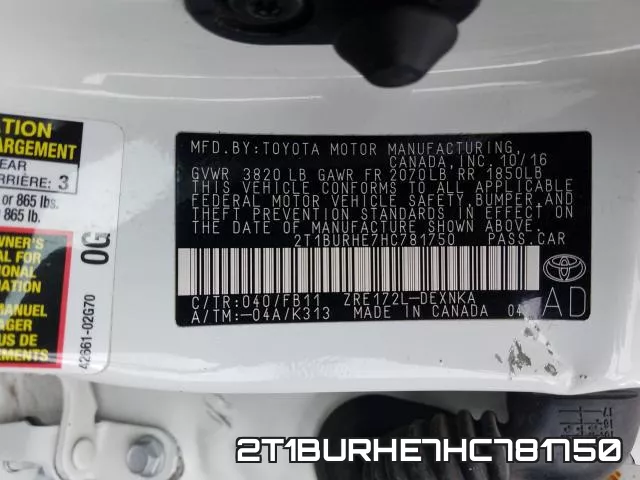 2T1BURHE7HC781750 фото 2