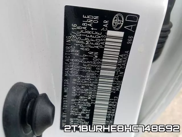 2T1BURHE8HC748692 фото 2